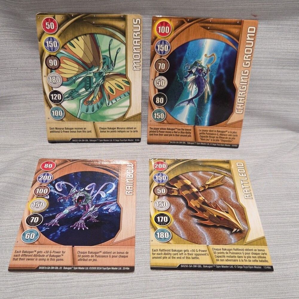 Bakugan Gate Cards Lot 4 2008 Magnetic Rainbow Monarus Rattleoid